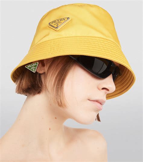 yellow prada bucket hat|fluffy bucket hat Prada.